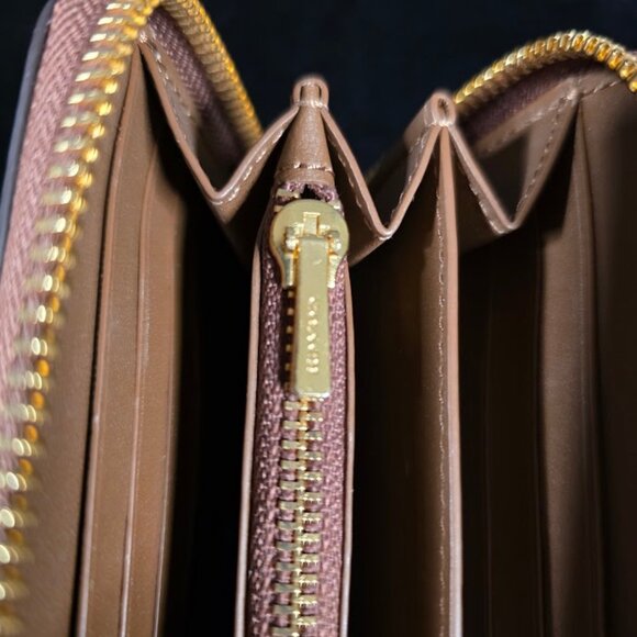 Long Zip Around Wallet In Rainbow Signature Canvas - Picture 4 of 9